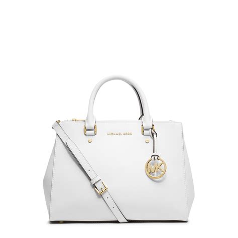 michael kors white leather and suede purse|Michael Kors opened satchel purse.